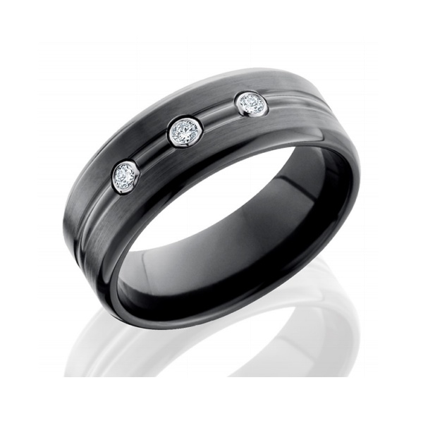 Men's Black Zirconium Weddi...