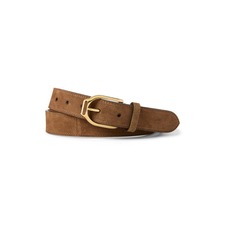 Ralph Lauren Purple Label Wellington Suede Belt, Main, color, Chestnut Brown
