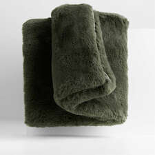 View Faux Fur 70"x55" Burnt Green Throw Blanket - image 1 of 5