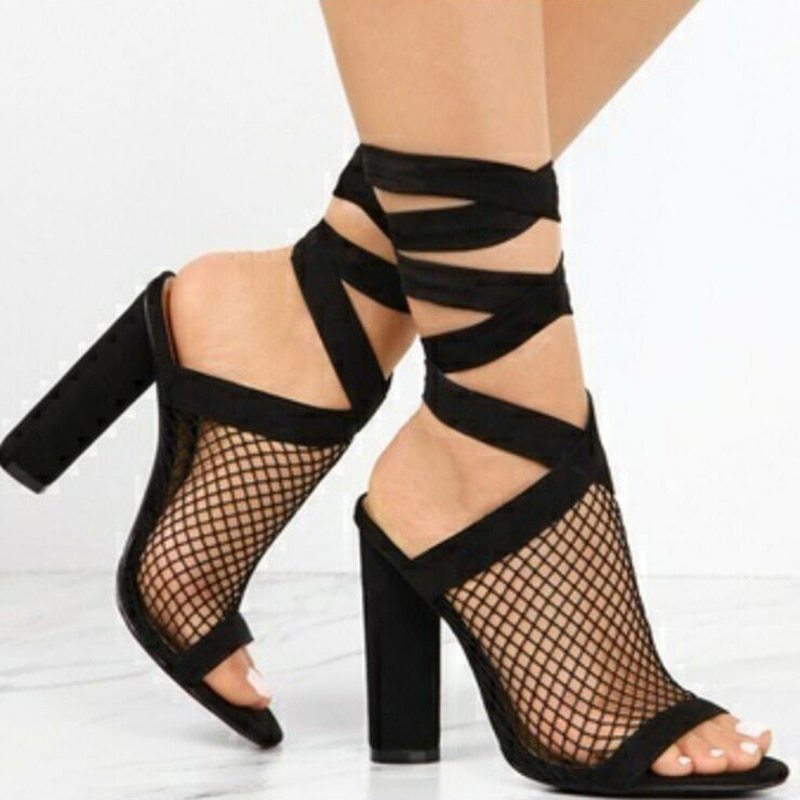 Women Sandals Bandage Flock...