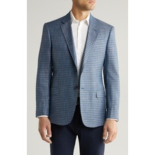 Emporio Armani G-Line Plaid Jacket, Main, color, Teal