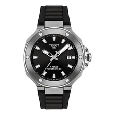Tissot T-Race Powermatic 80 Silicone Strap Watch, 41mm, Main, color, Black