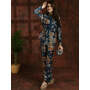 Navy Blue Abstract Chanderi...