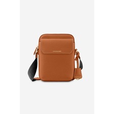 MAISON de SABRÉ Small Leather Messenger Bag, Main, color, Pecan Brown