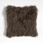 View Deep Brown Mongolian Sheepskin 20"x20" Throw Pillow Cover - image 1 of 3