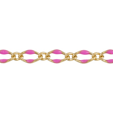 Fuschia Enamel Chain 2.5 x 3.5mm with 1.8mm 1 curb link - Gold Filled