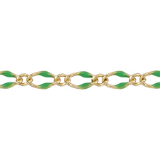Green Enamel Chain 2.5 x 3.5mm with 1.8mm 1 curb link - Gold Filled