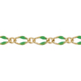 Green Enamel Chain 2.5 x 3.5mm with 1.8mm 1 curb link - Gold Filled