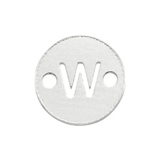 6mm Disc Initial/Letter W Connectors - Sterling Silver