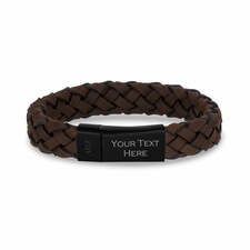 Personalized Dark Brown Italian Leather Bracelets Engraved