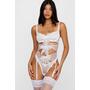 White Bow Underwire Cut Out Lingerie Bodysuit image number 1