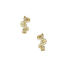 STONE AND STRAND Harbor Lights Huggie Earrings in 10k Yellow Gold &amp; White Diamond | REVOLVE
