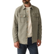 Faherty Sunwashed Stretch Canvas Button-Up Shirt Jacket, Main, color, Aspen Olive