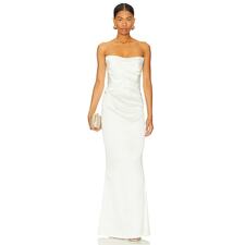 Nookie Emelie Strapless Gown in White | REVOLVE
