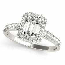 Semi-mount Emerald Cut Halo Engagement Ring