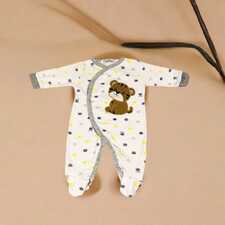 Baby Boy One-Piece King Bear Crown Cotton Footed Jumpsuit