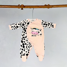 Baby Girl Cute Cow Print Footed Cotton Jumpsuit