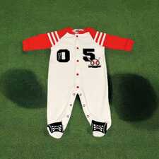 Baby Boy One-Piece Baseball MVP Cotton Footed Jumpsuit