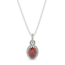 Ruby and Diamond Halo Pendant Platinum - AUDREY