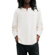 AllSaints Rowe Long Sleeve Cotton Henley, Main, color, Chalk White