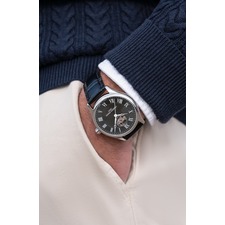 FREDERIQUE CONSTANT Classics Heartbeat Automatic Leather Strap Watch, 40mm, Main, color, Silver-Tone