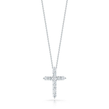 18K White Gold Tiny Treasures Diamond Cross Necklace	