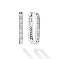 Lagos Caviar Spark Linear Diamond Hoop Earrings