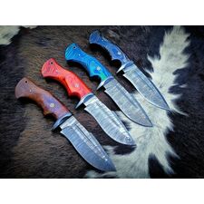 Elemental Hunter Knife – Custom 10" Damascus Steel Blade with Exotic Wood Handle