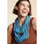 Blue Boho Fiber Infinity Scarf on model