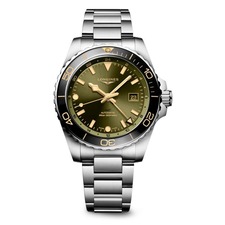 Longines HydroConquest GMT Automatic Bracelet Watch, 43mm, Main, color, Stainless Steel/ Sunray Green