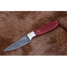 Buckaroo Waist Knife Damascus Steel Blade and Colored Bone Handle