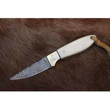 DUSTBONE EDGE – COWBOY BUCKAROO KNIFE WITH RAINDROPS DAMASCUS &amp; DEER BONE