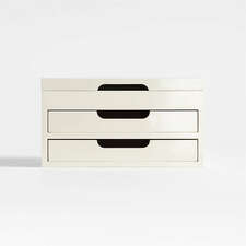 View Large Cream White Wood Jewelry Box - image 1 of 3