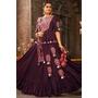 Plum Embroidered Rayon Lehe...