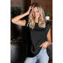 SHOULDER PAD DETAILED ROUND NECK TOP