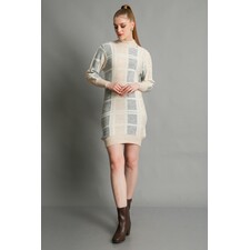 MOCK NECK INTARSIA PLAID TUNIC Online in India