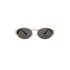 VERSACE Oval Sunglasses in Gold &amp; Dark Grey | REVOLVE