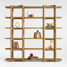 View Thomas Barley Oak Wood Wide Open Bookcase/Room Divider - image 1 of 8