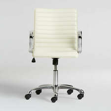 View Ripple Ivory Leather Office Chair with Chrome Base - image 1 of 14