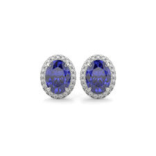 Sapphire and Diamond Halo Earrings Platinum - JULES