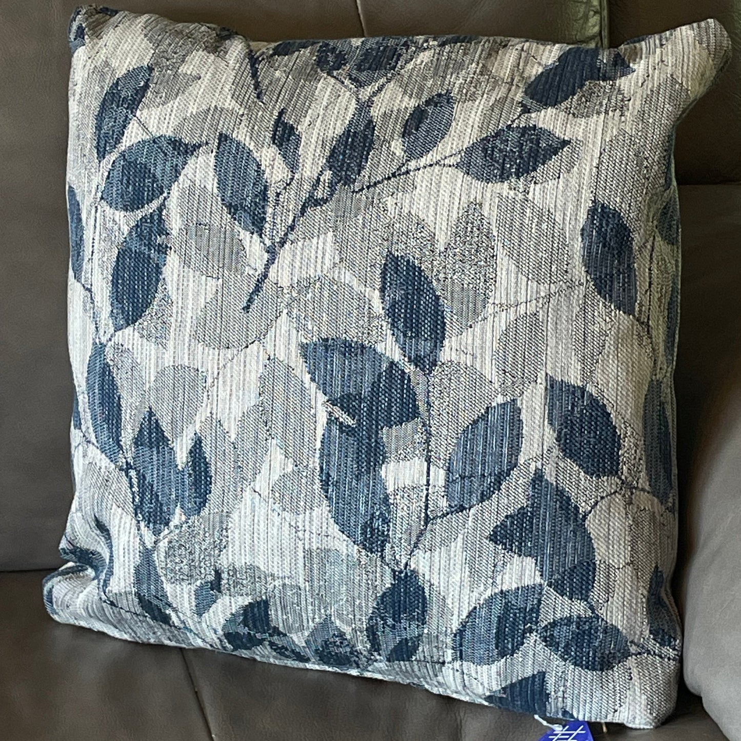 Blue Leaf Throw Pillow