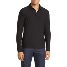 Robert Barakett Hickman Long Sleeve Polo, Main, color, Black