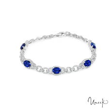 White Gold Blue Sapphire and Diamond Bracelet 
