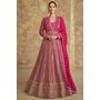 Magenta Pink Georgette Embroidered Anarkali Dress With Dupatta