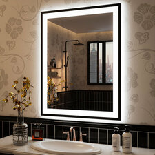 Aevar Space Aluminum Framed Front &amp; Back LED Lighted Anti-fog Tempered Glass Bathroom/ Vanity Mirror