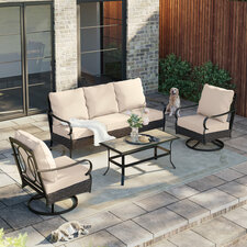 Argyri 5-7-Person Patio Conversation Set with Swivel Lounge Chairs &amp; Sofa