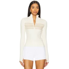 WellBeing   BeingWell Chalet Half Zip Pullover in Vanilla Ice Stripe | REVOLVE
