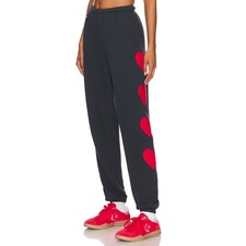 Aviator Nation Heart Embroidery Sweatpant in Charcoal | REVOLVE