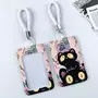 Cute Cartoon Black Cat Transparent Card Holder Keychain Photo Sleeves Credit ID Card Badge Bag Student ID Card Holder Small Gift