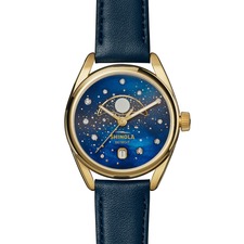 Shinola Derby Celestial Leather Strap Watch, 38mm, Main, color, Blue